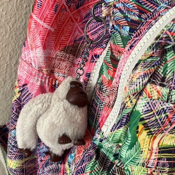 🎉Kipling Seoul XL 17” Laptop BackpackTravel Bag Palm Leaf Pattern Maddie Monkey - Picture 3 of 8